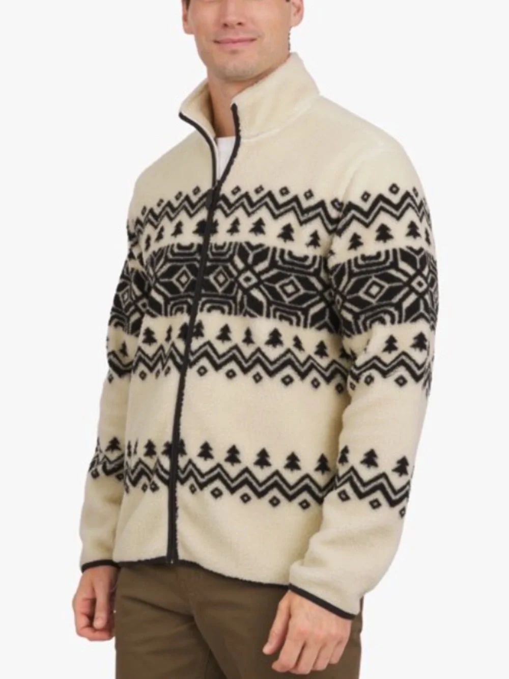 Chaps Men's & Big Men's High Pile Printed Plaid Sherpa Jacket